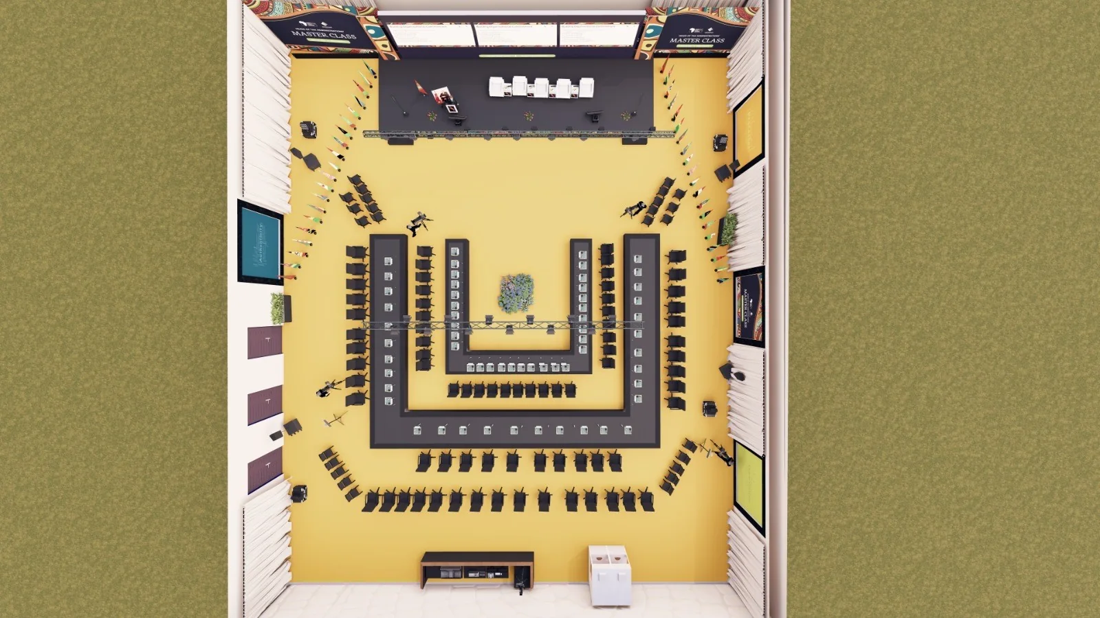 Full venue floor plan, top-down render of the plenary room layout
