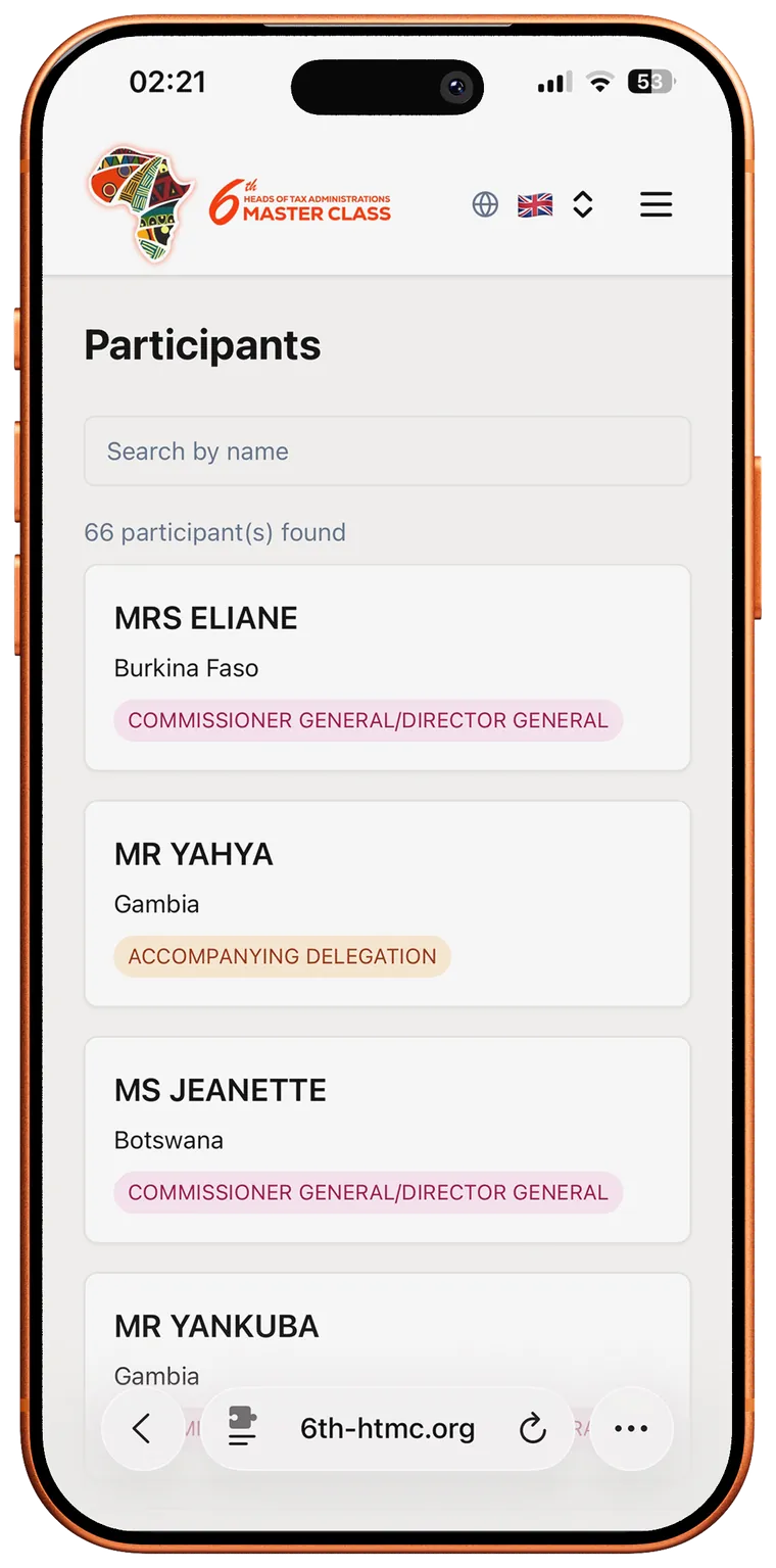 Searchable participants directory
