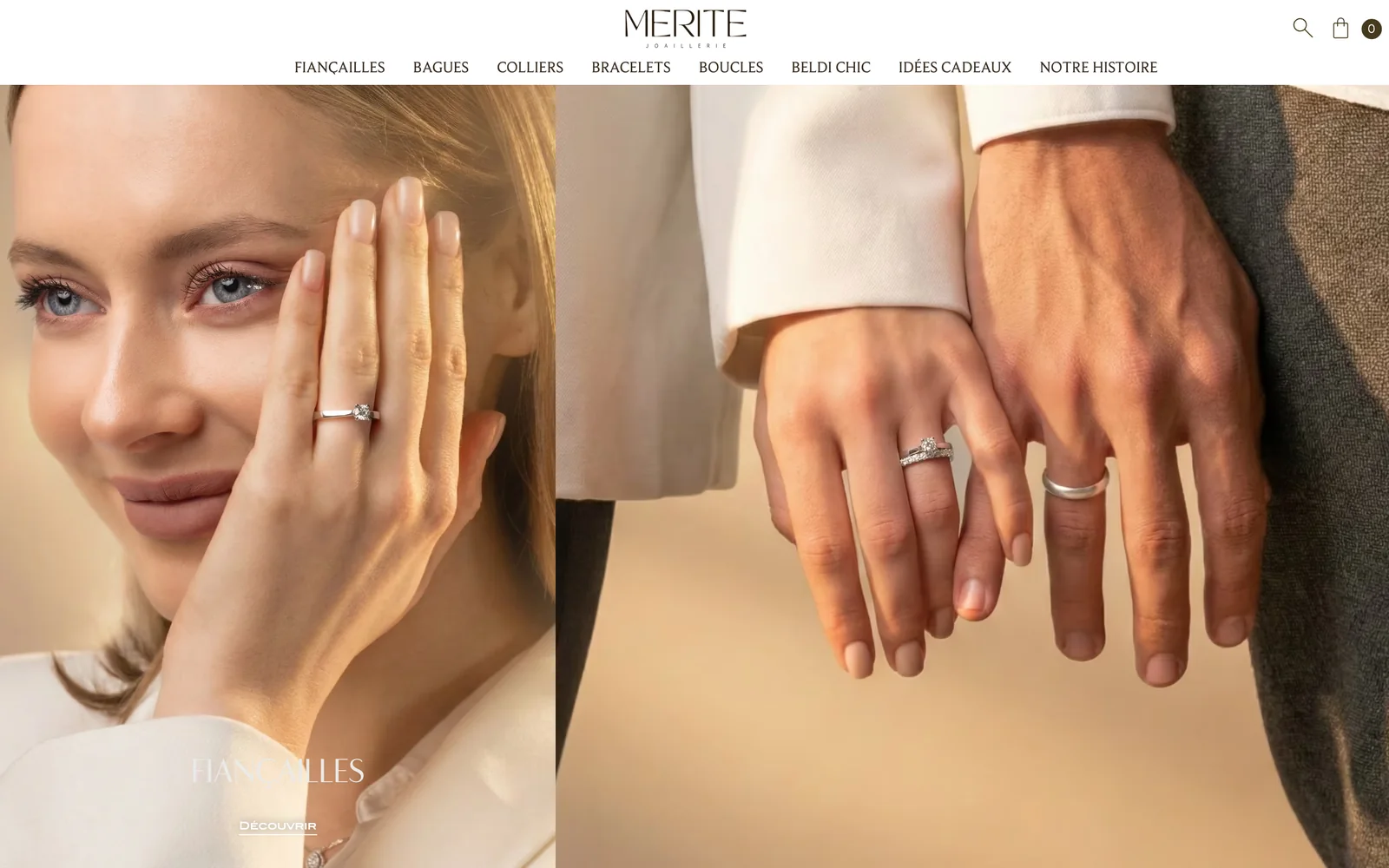 Homepage hero: an engagement campaign split across two photographs.
