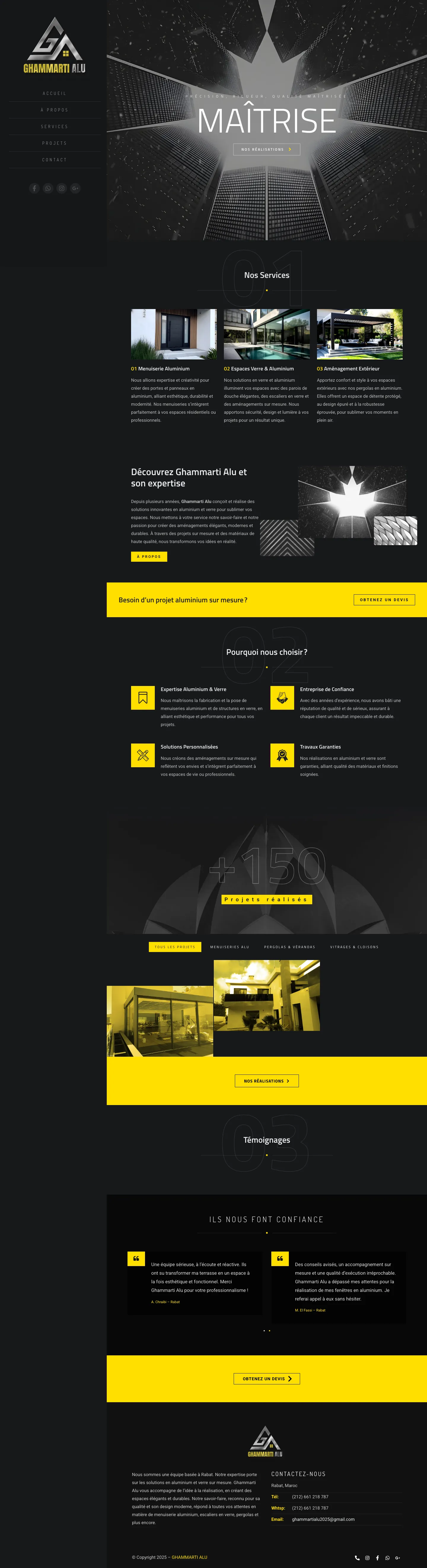 Ghammarti Alu homepage at desktop width.