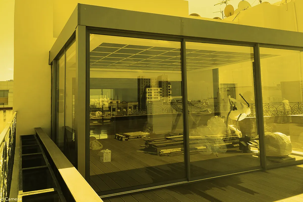 A glazed gym room.