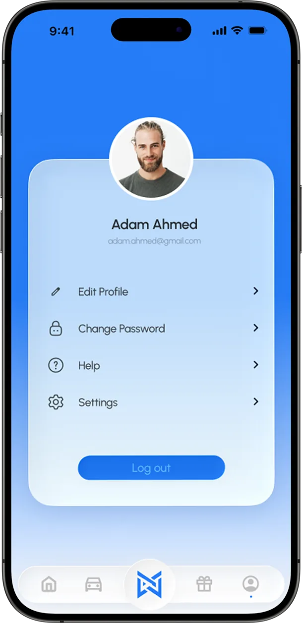 Driver profile and settings screen